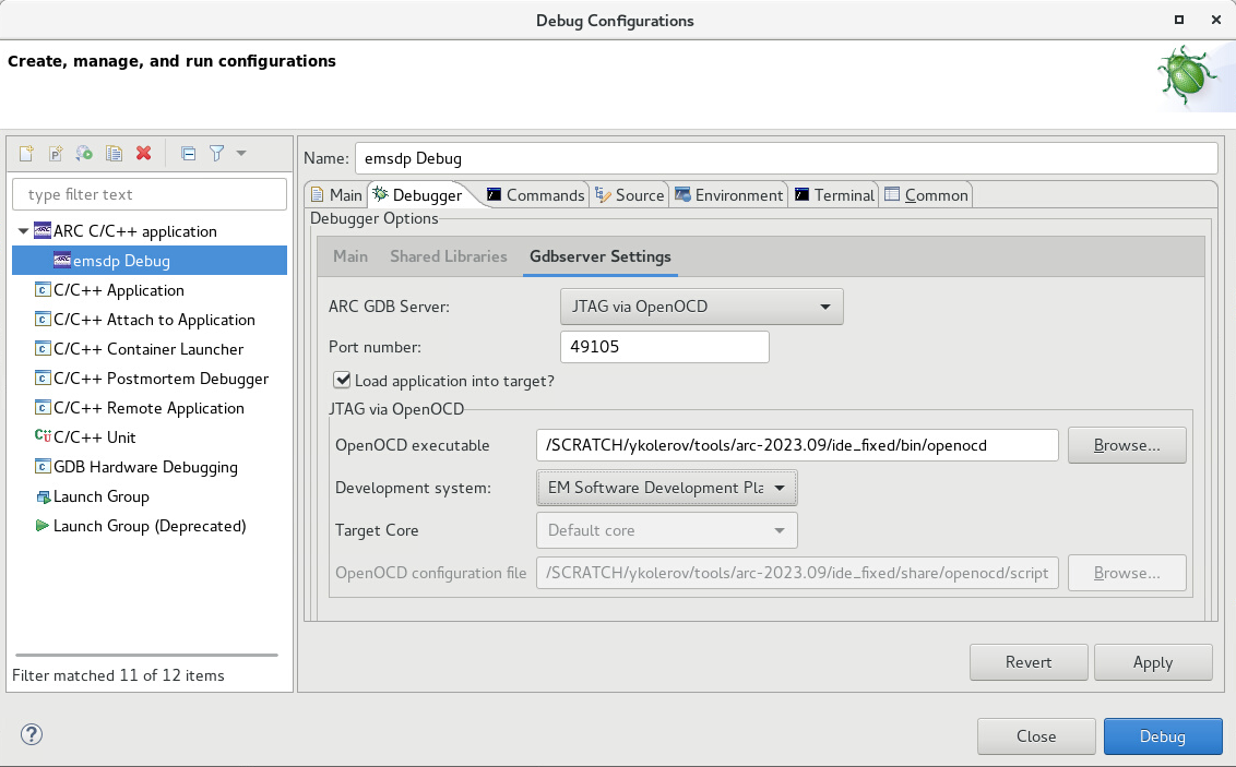 Debug Configuration - GDB