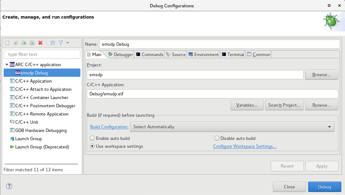 Debug Configuration - Main