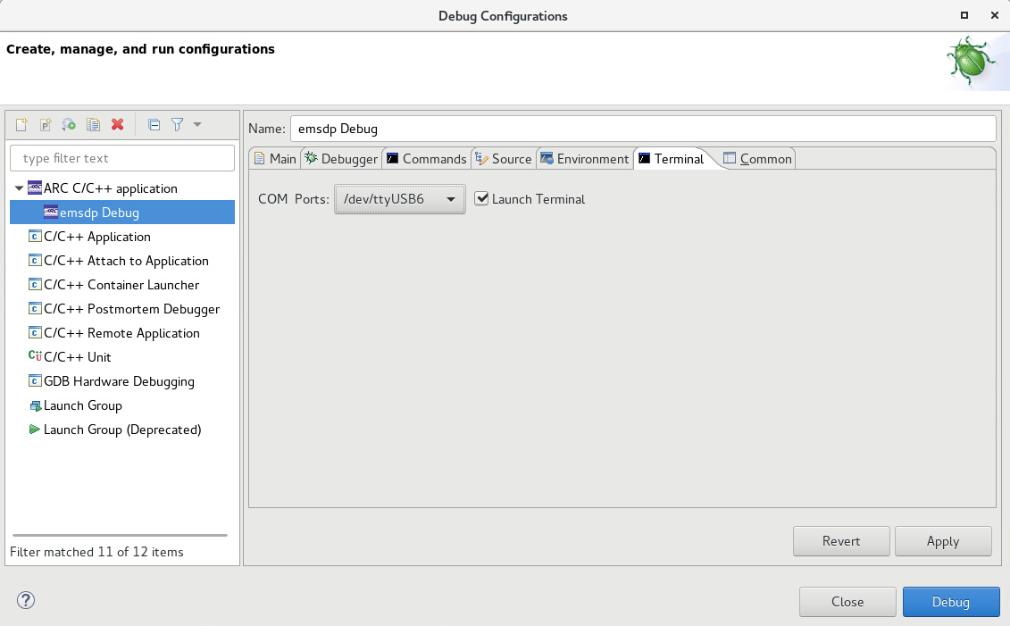 Debug Configuration - Terminal