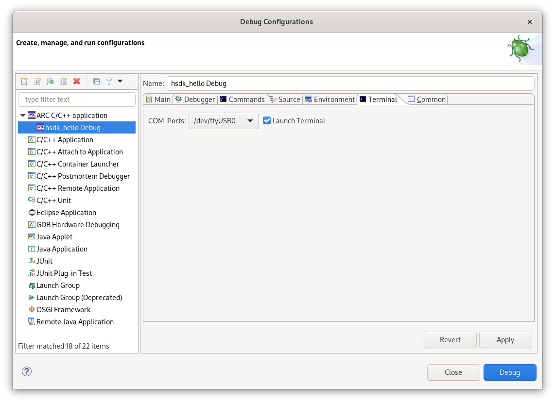 Debug Configuration - Terminal