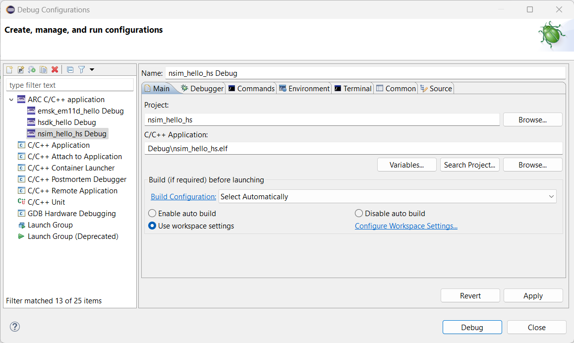 Debug Configuration - Main